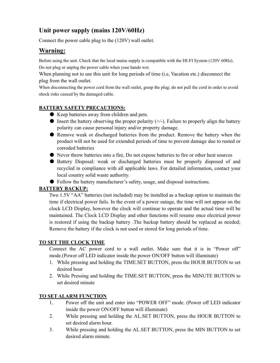 Warning | Curtis RCD313 User Manual | Page 7 / 11