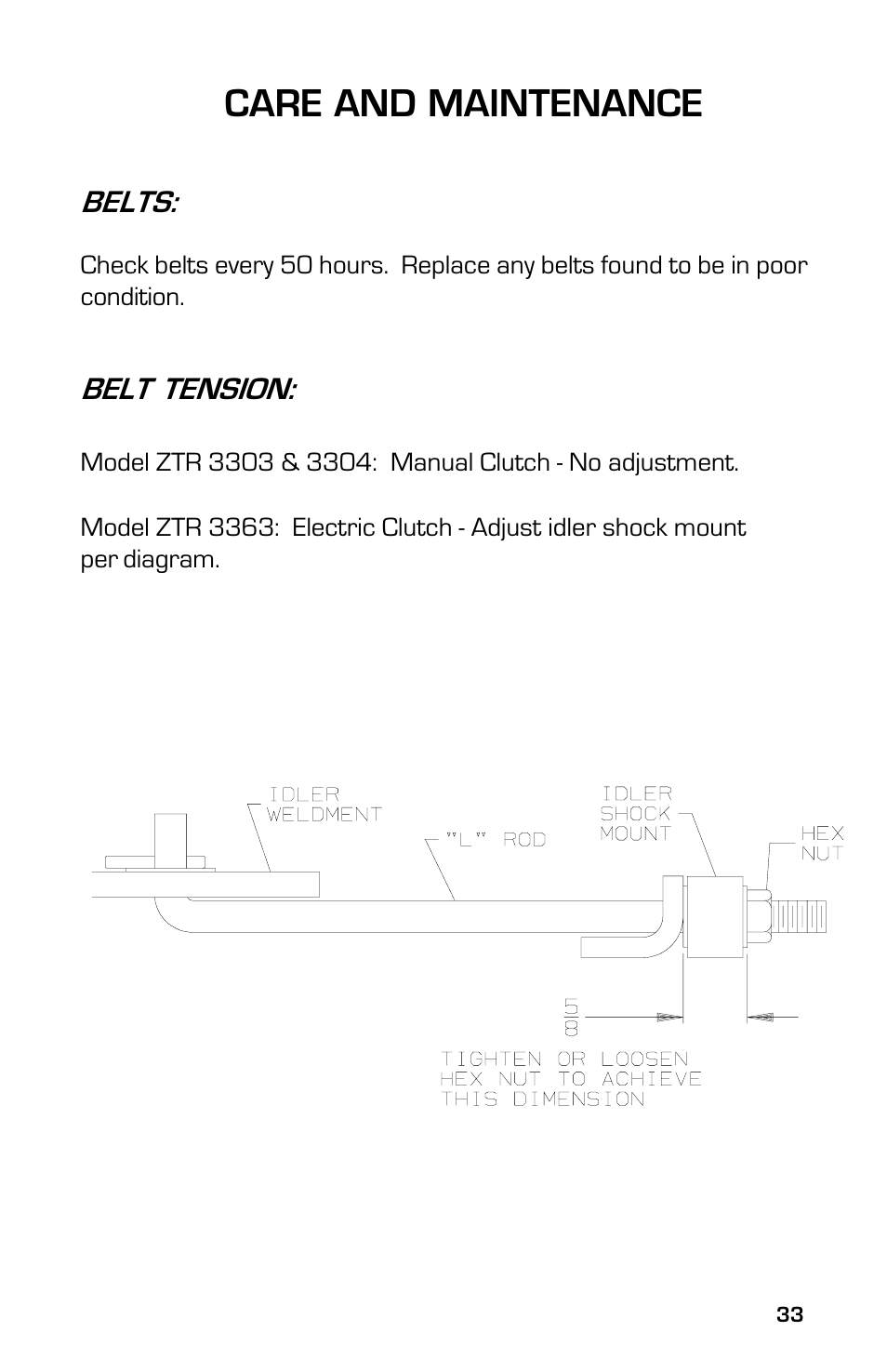 Care and maintenance | Dixon 13631-0702 User Manual | Page 33 / 44