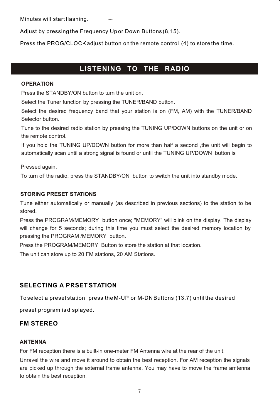 Listening to the radio | Curtis RCD725 User Manual | Page 9 / 17