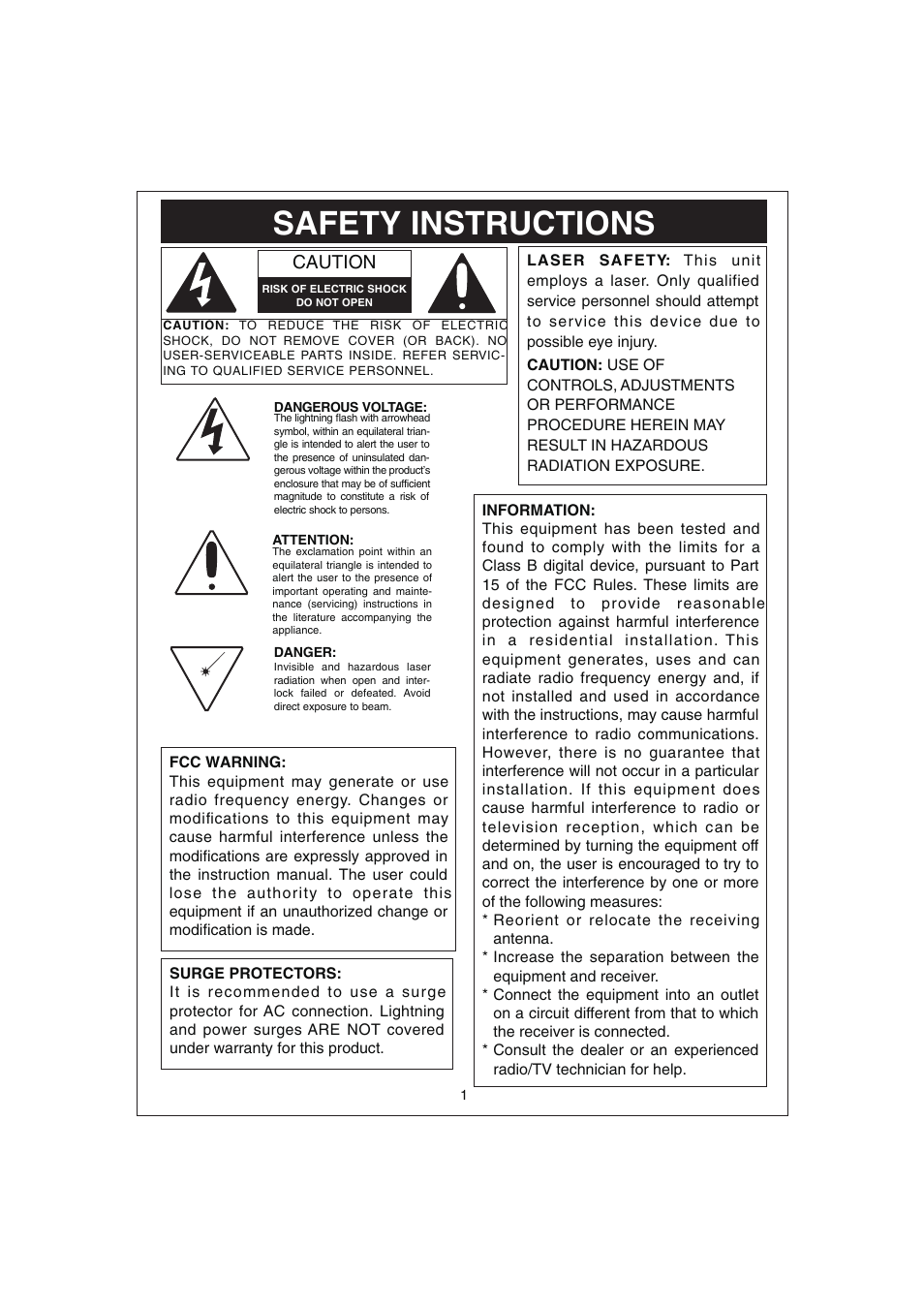 Safety instructions, Caution | Curtis RCD831 User Manual | Page 2 / 14