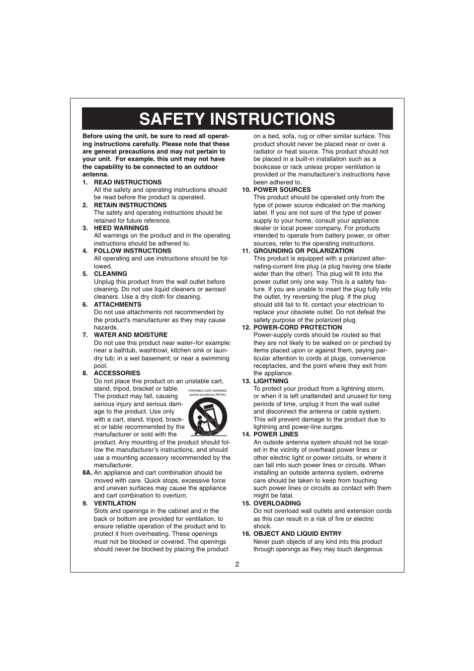 Safety instructions | Curtis RCD831 User Manual | Page 3 / 14