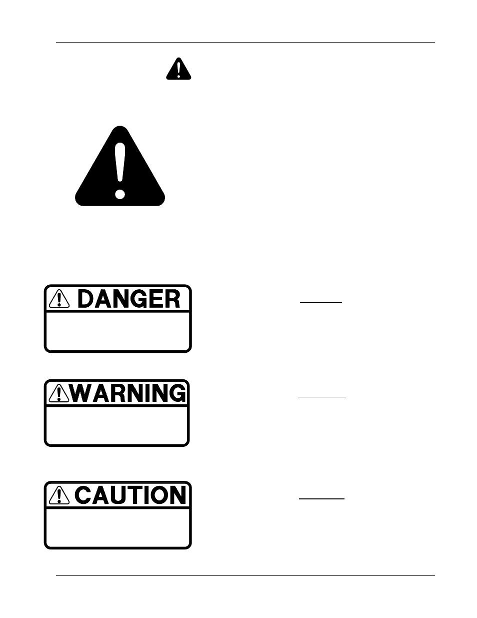 Safety, Safety symbols caution, Danger | Warning | Dixon 1856-0599 User Manual | Page 5 / 38