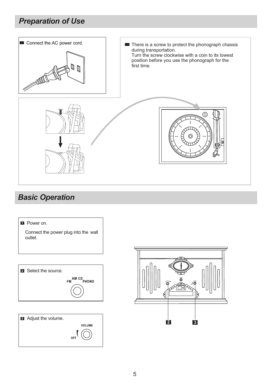 Ò³ãæ 6, Basic operation, Preparation of use | Curtis RCD817 User Manual | Page 6 / 11