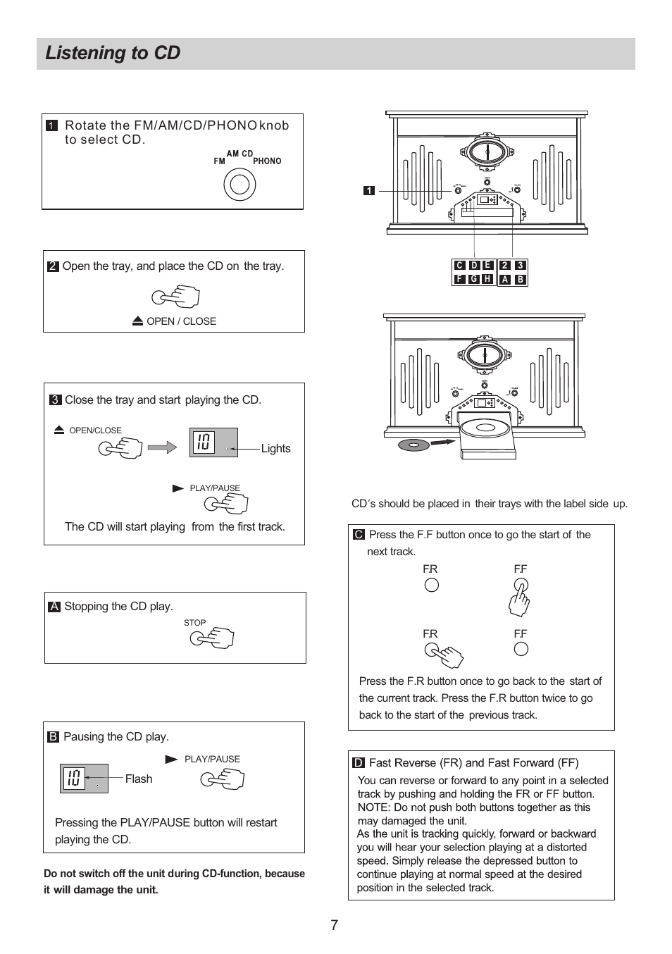 Ò³ãæ 8, Listening to cd | Curtis RCD817 User Manual | Page 8 / 11