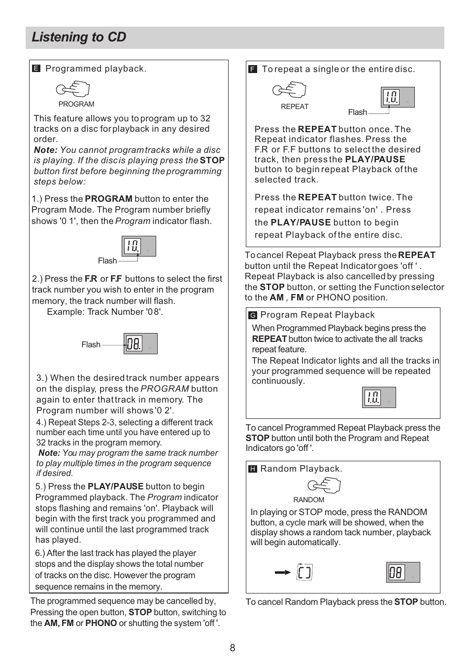 Ò³ãæ 9, Listening to cd | Curtis RCD817 User Manual | Page 9 / 11