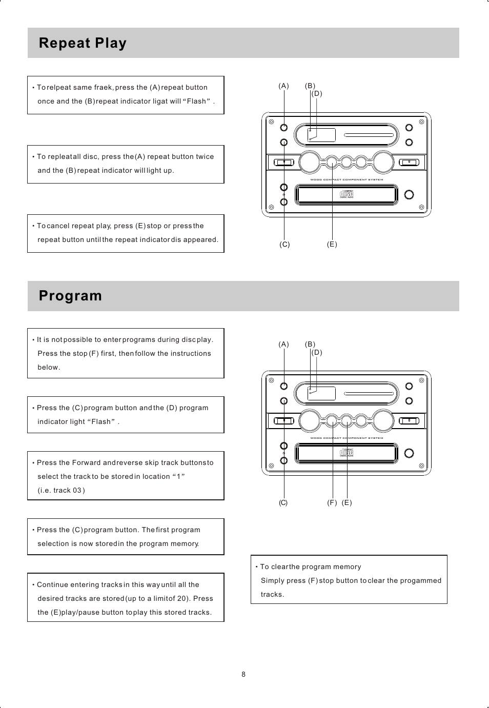 Ò³ãæ 9, Repeat play program | Curtis RCD820 User Manual | Page 9 / 11