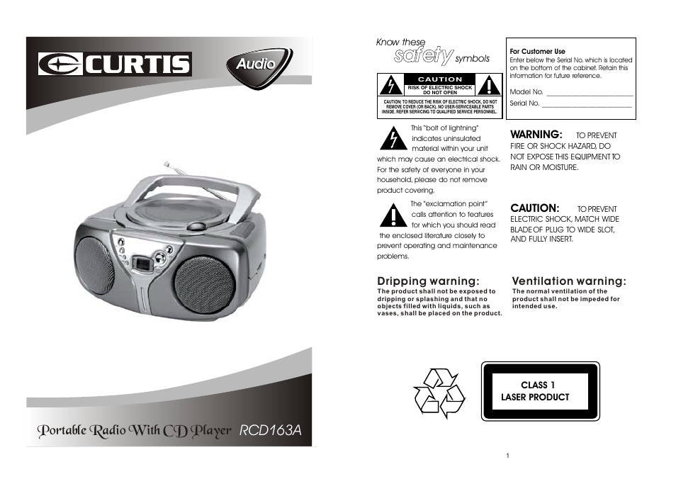 Curtis RCD163A User Manual | 5 pages