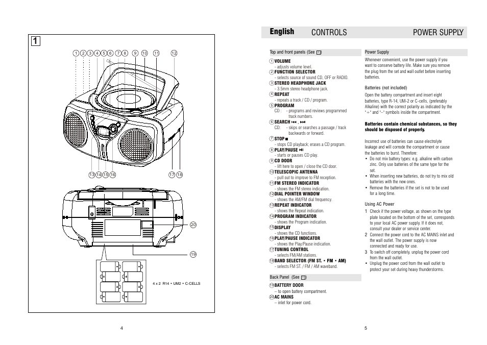 English controls power supply | Curtis RCD163A User Manual | Page 3 / 5