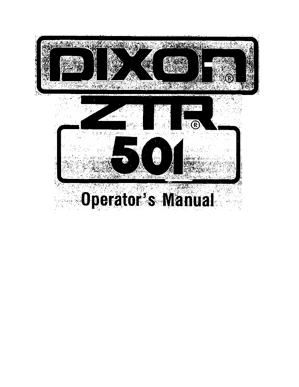 Dixon 501 User Manual | 35 pages