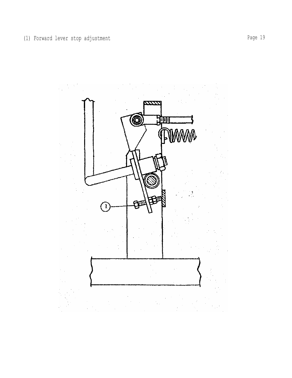 1) forward lever stop adjustment | Dixon 501 User Manual | Page 22 / 35