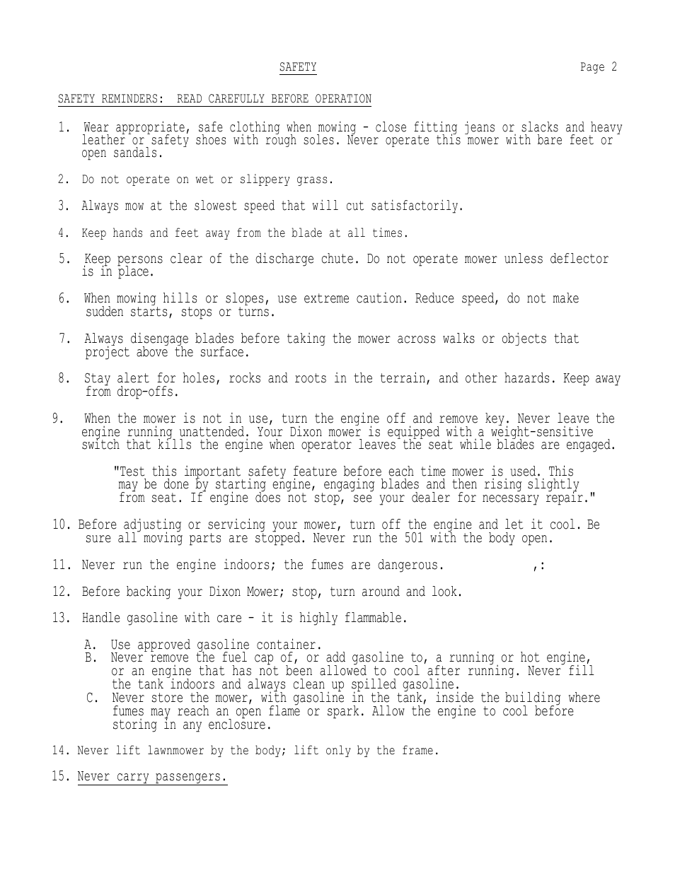Dixon 501 User Manual | Page 5 / 35