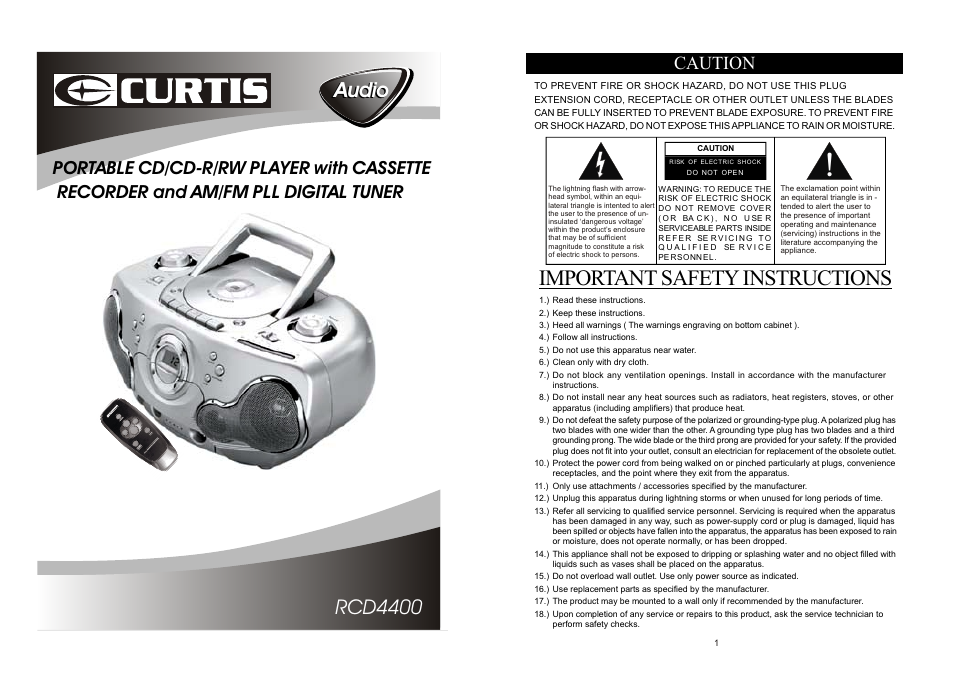 Curtis RCD4400 User Manual | 6 pages