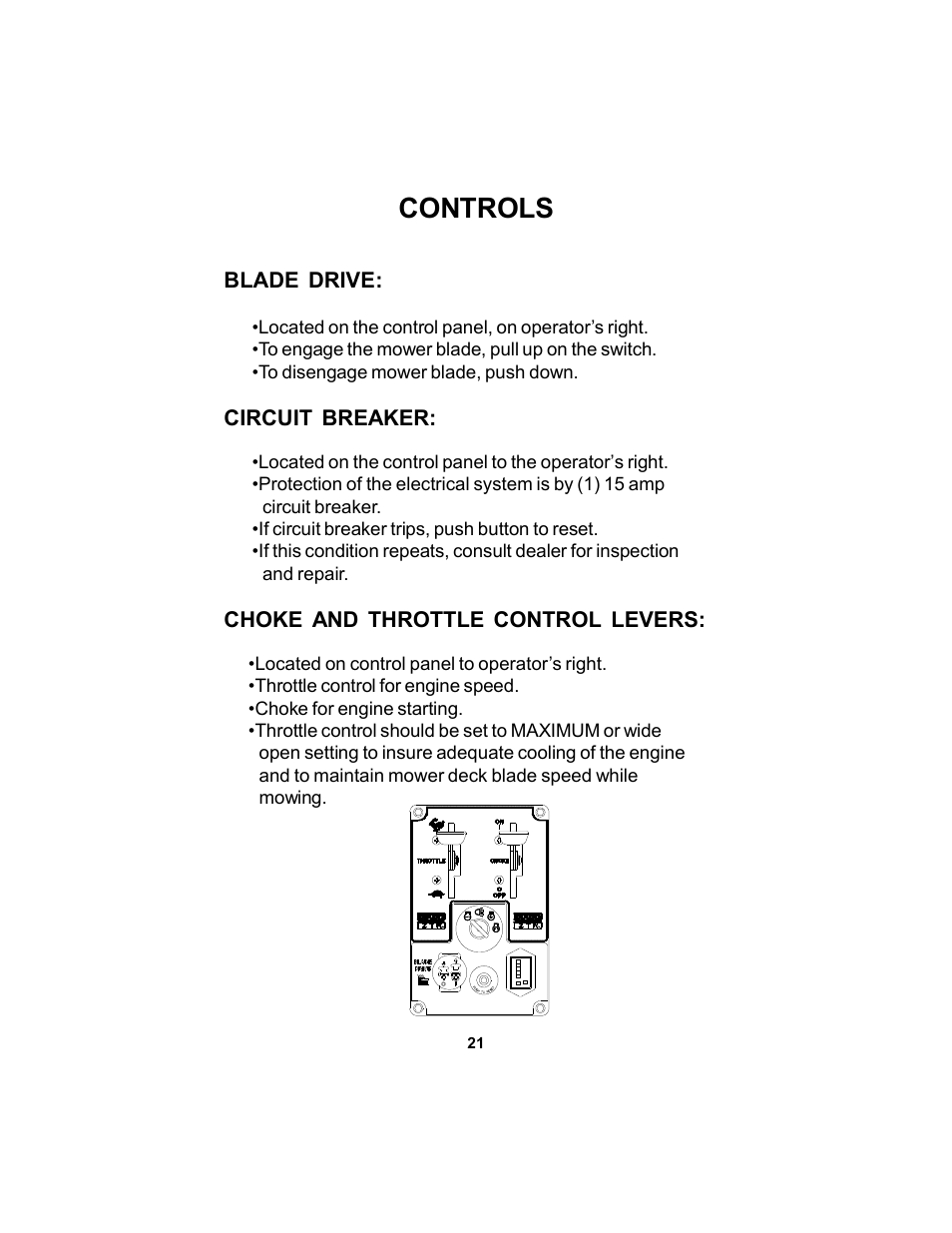 Controls | Dixon KODIAK 11806-106 User Manual | Page 21 / 52