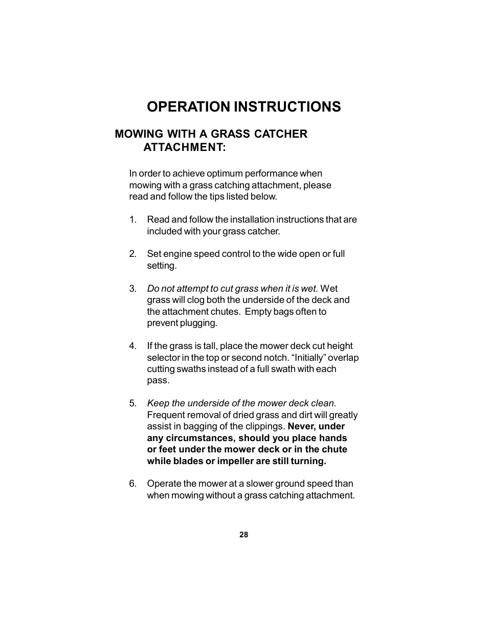 Operation instructions | Dixon KODIAK 11806-106 User Manual | Page 28 / 52