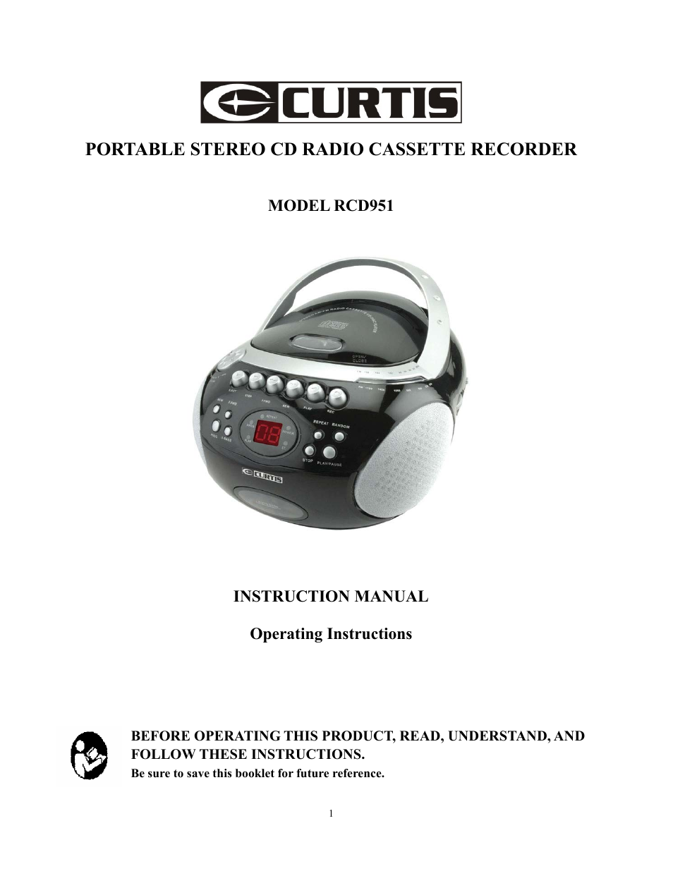 Curtis RCD951 User Manual | 10 pages