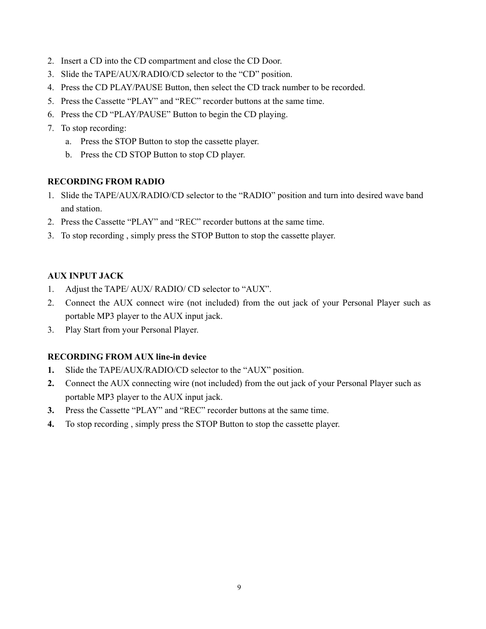 Curtis RCD951 User Manual | Page 9 / 10