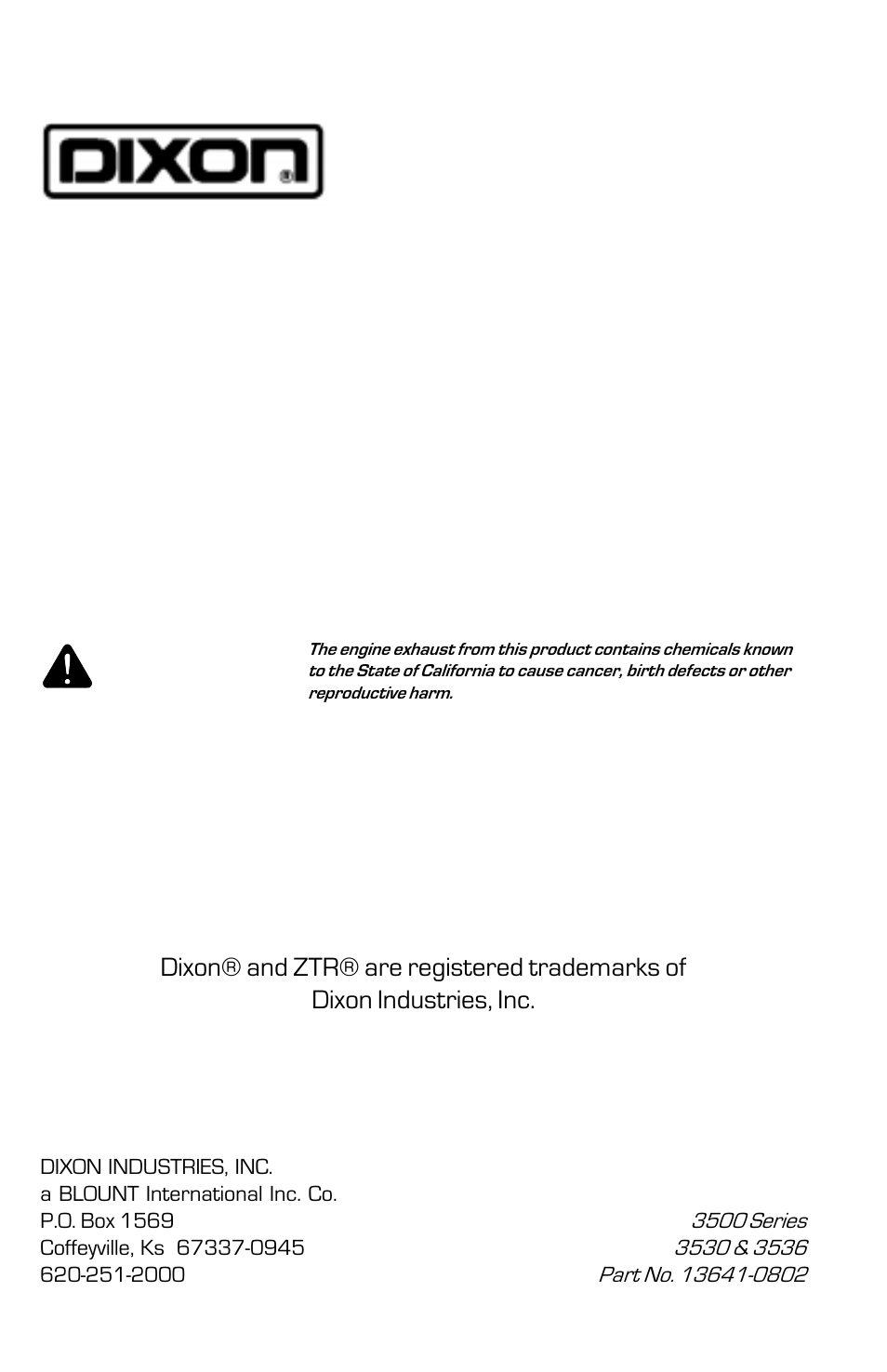 Ztr®mowers | Dixon 13641-0802 User Manual | Page 44 / 44