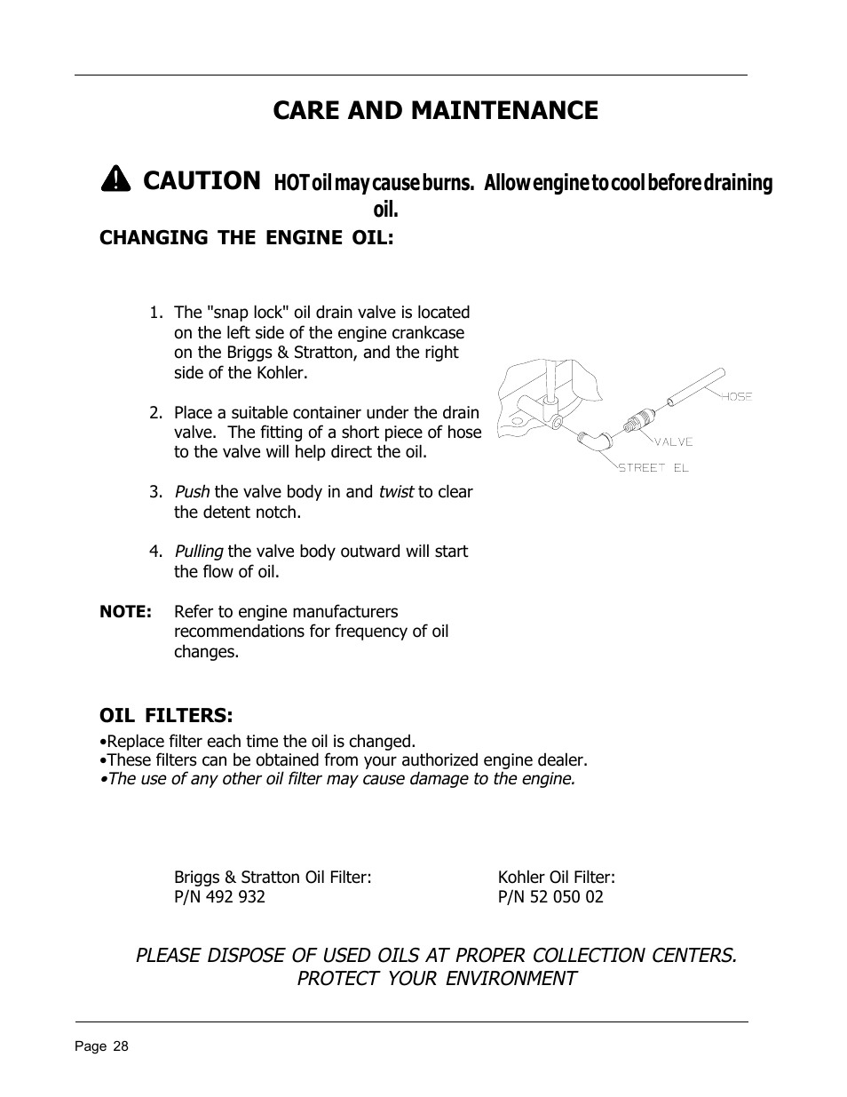 Care and maintenance caution | Dixon 8950-598 User Manual | Page 28 / 39