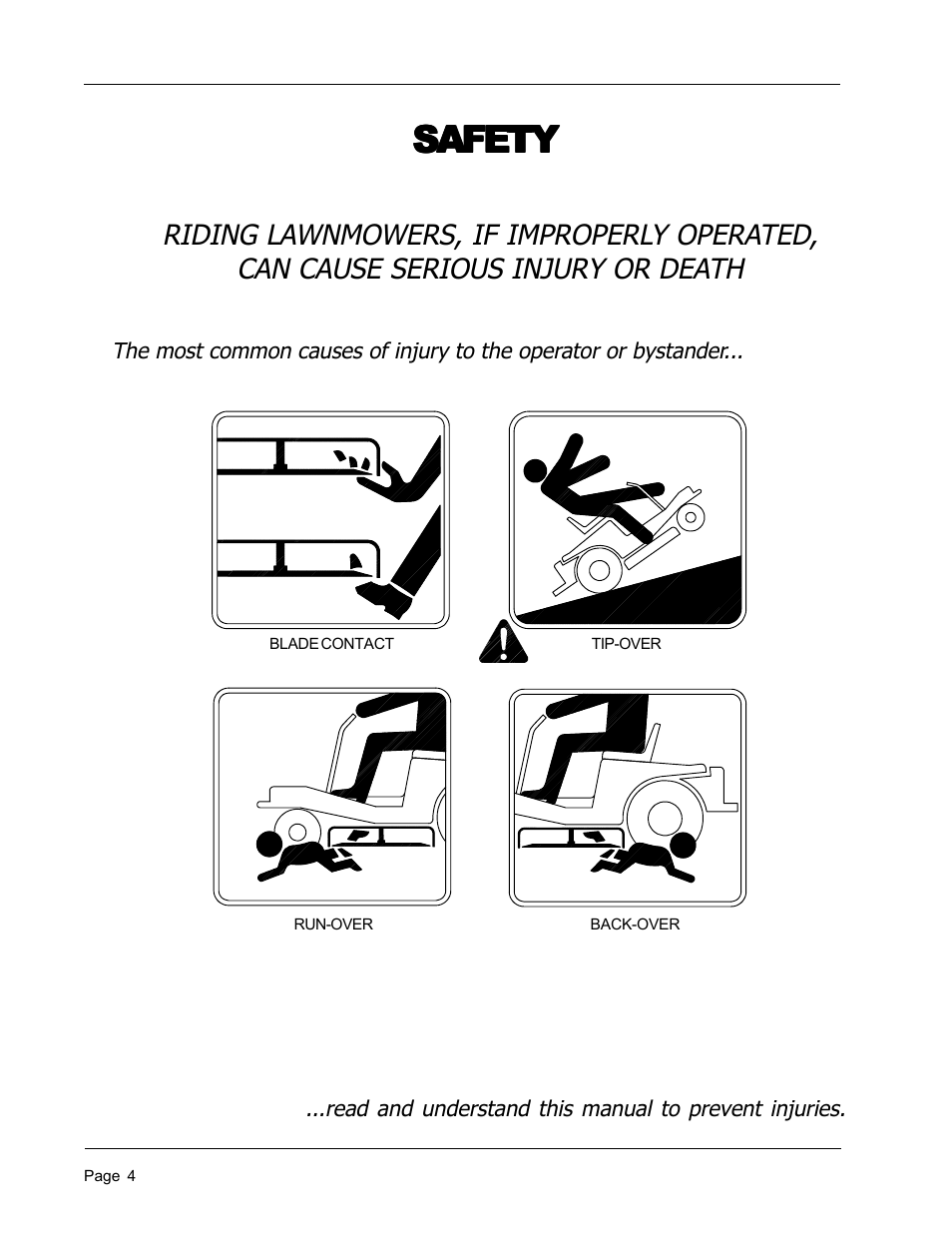 Safety | Dixon 8950-598 User Manual | Page 4 / 39