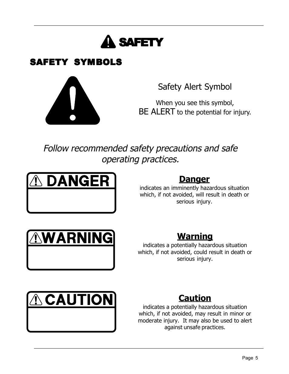 Safety | Dixon 8950-598 User Manual | Page 5 / 39