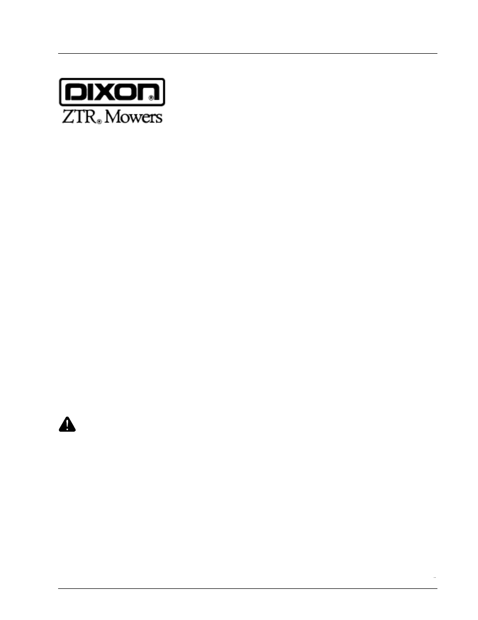 Warning | Dixon ZTR 5425 User Manual | Page 49 / 49