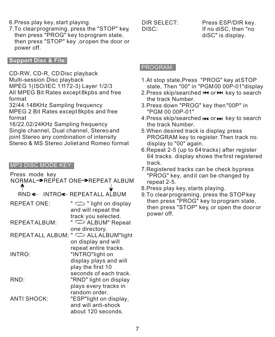 Curtis CDMP364 User Manual | Page 8 / 11