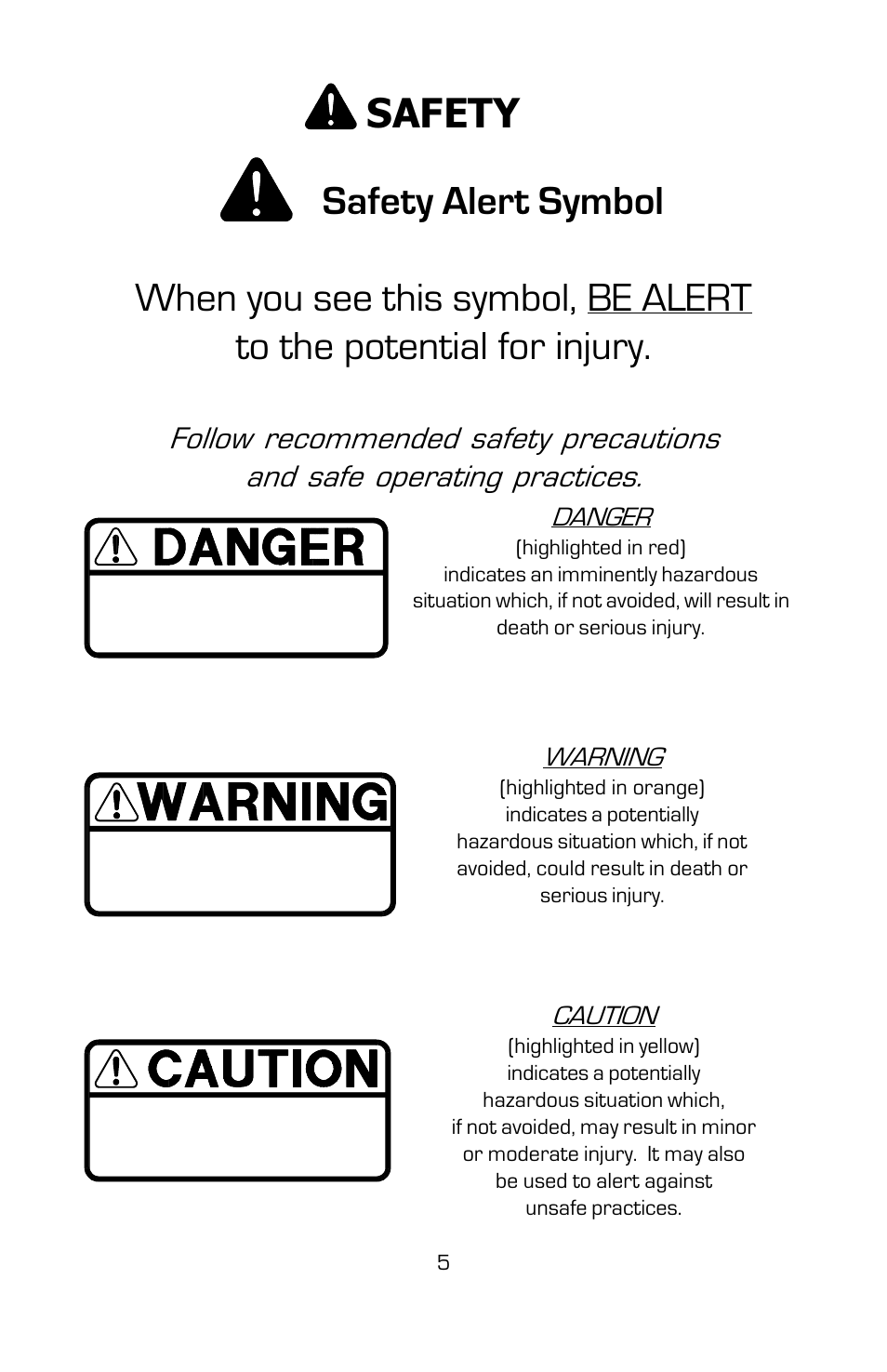 Safety | Dixon SPEEDZTR User Manual | Page 5 / 48