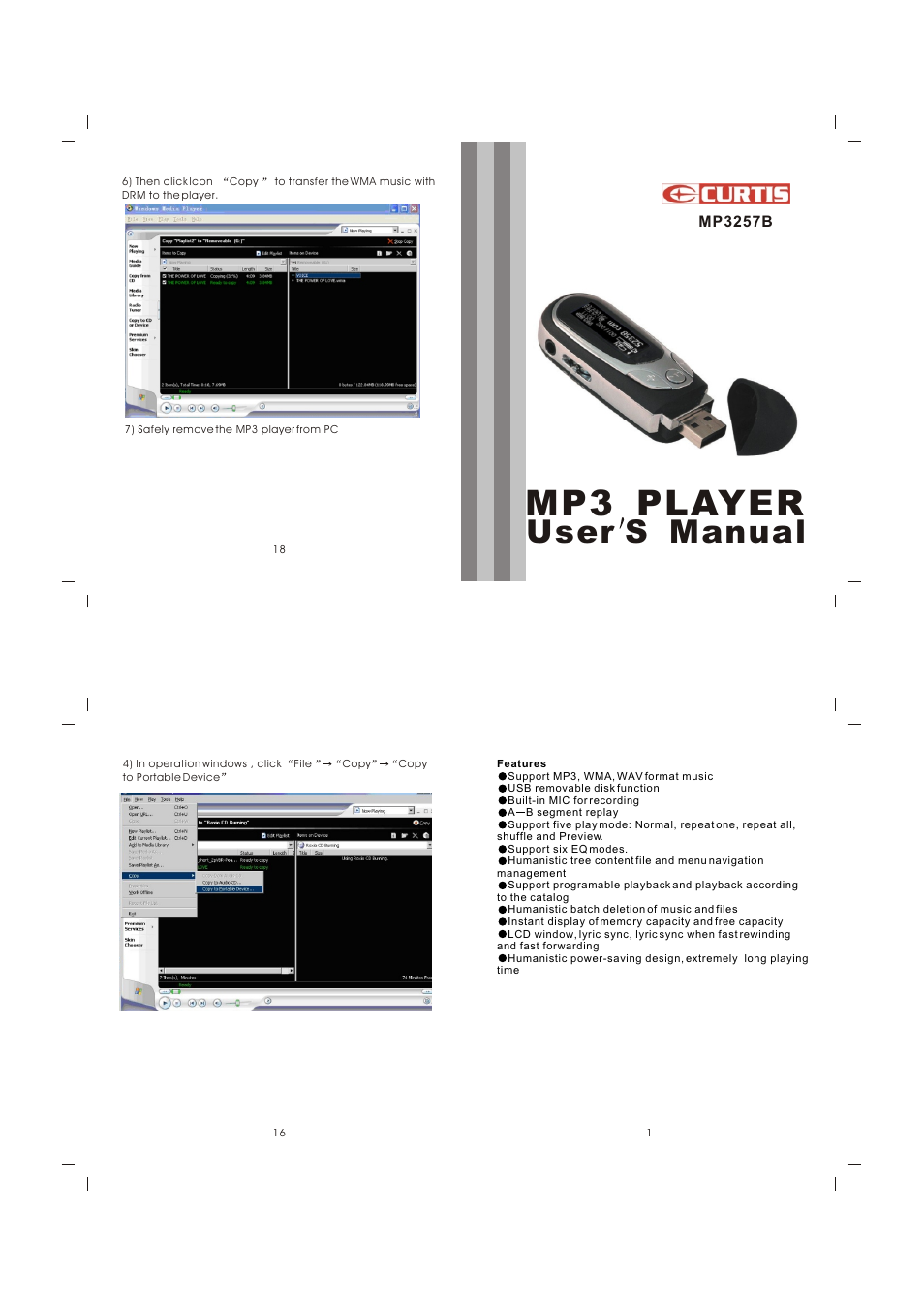 Curtis MP3257B User Manual | 6 pages