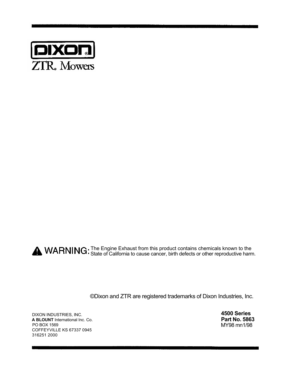 Dixon 1998 User Manual | Page 39 / 39
