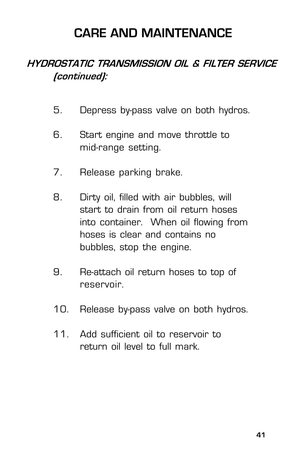 Care and maintenance | Dixon 2003 User Manual | Page 41 / 60