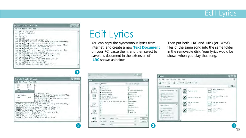 页面 17, Edit lyrics | Curtis MPK2038BEU User Manual | Page 17 / 29