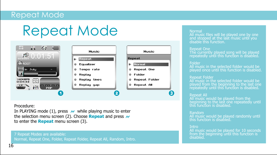 页面 18, Repeat mode | Curtis MPK2038BEU User Manual | Page 18 / 29