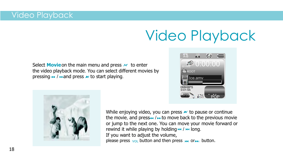 页面 20, Video playback | Curtis MPK2038BEU User Manual | Page 20 / 29