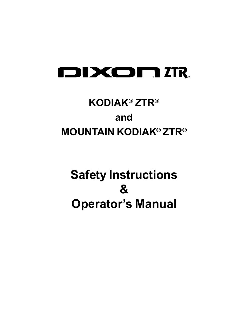 Dixon Mountain Kodiak 18124-106 User Manual | 52 pages