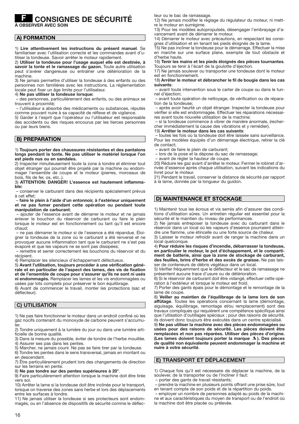 Consignes de sécurité | Dolmar PM-43 User Manual | Page 16 / 76