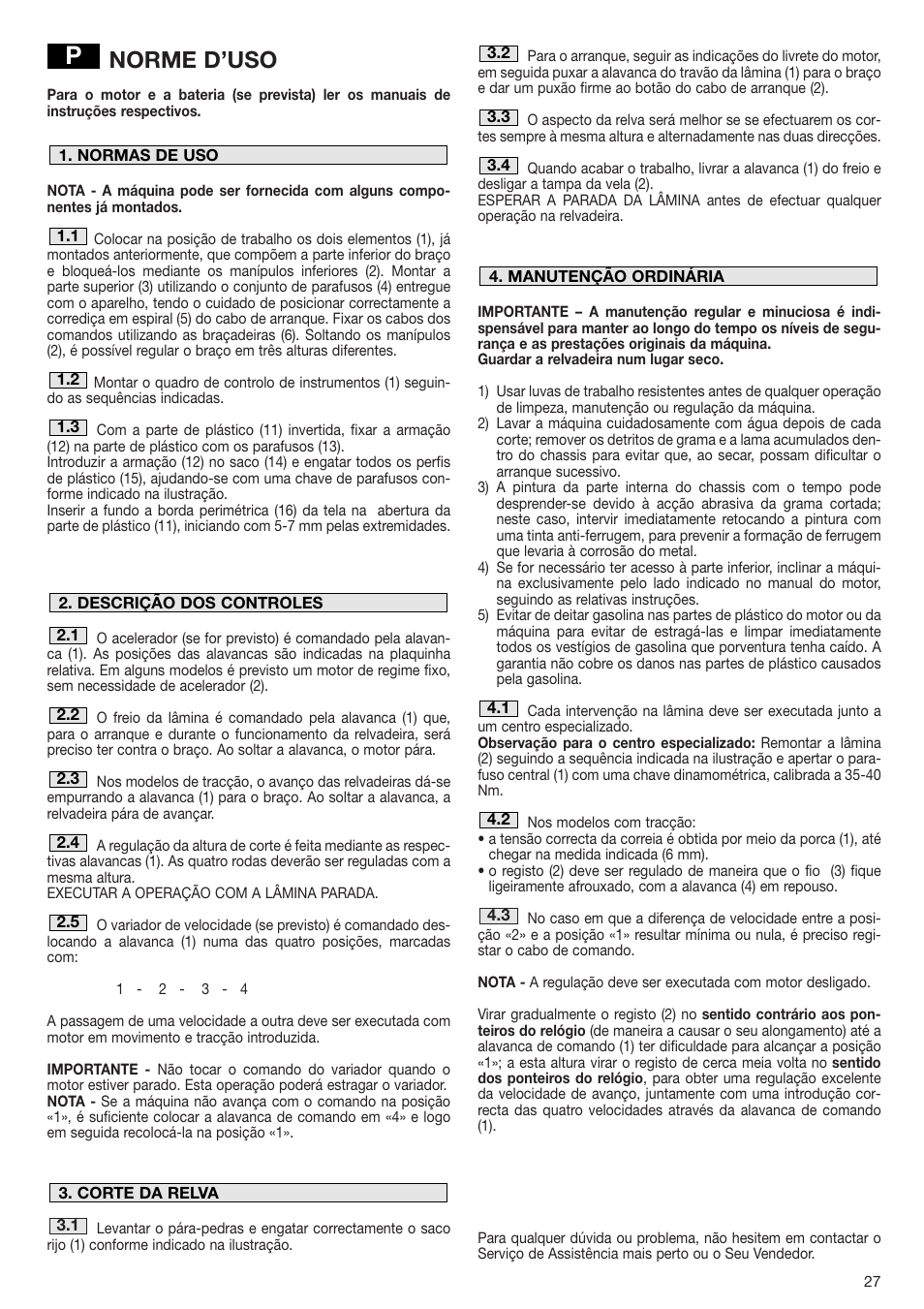 Norme d’uso | Dolmar PM-43 User Manual | Page 27 / 76