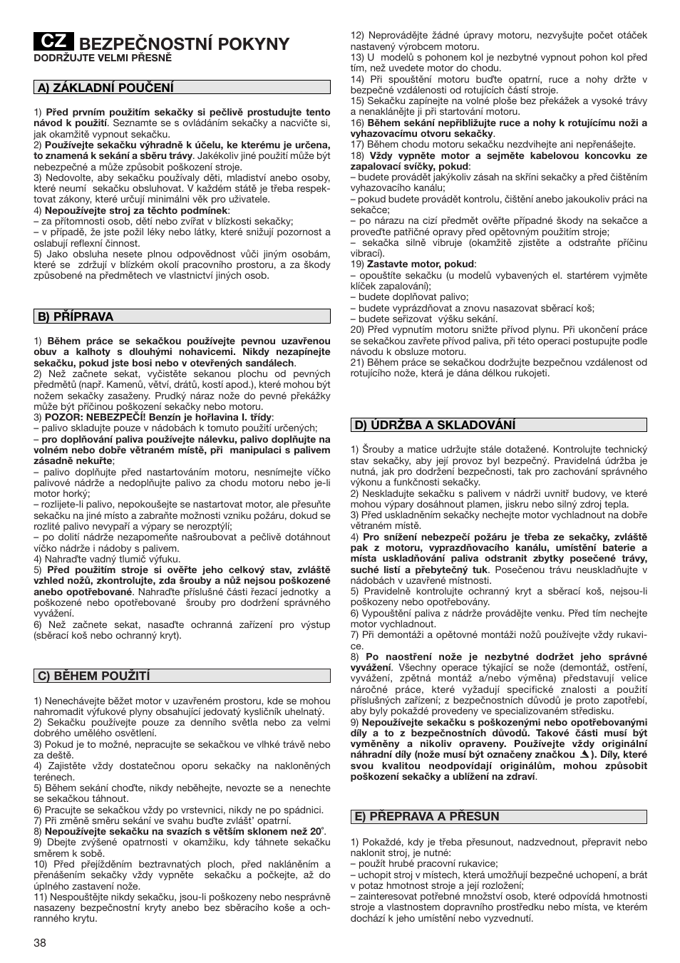 Bezpečnostní pokyny | Dolmar PM-43 User Manual | Page 38 / 76