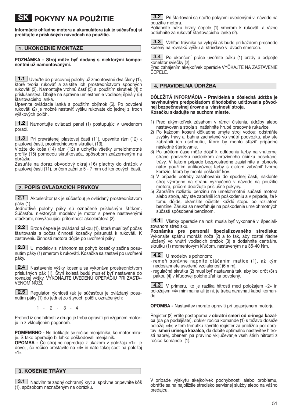 Pokyny na použitie | Dolmar PM-43 User Manual | Page 51 / 76