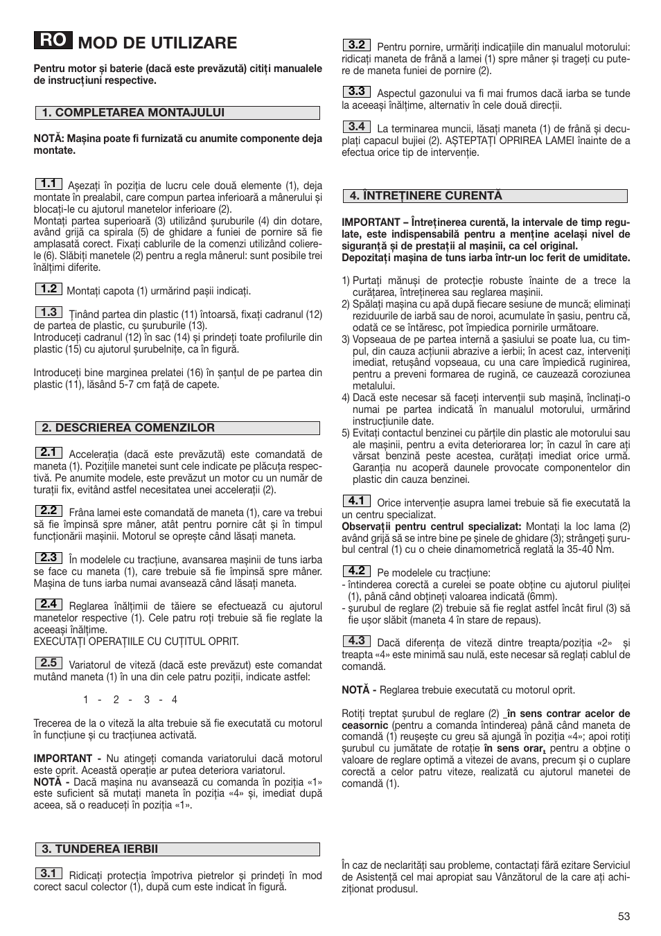 Mod de utilizare | Dolmar PM-43 User Manual | Page 53 / 76