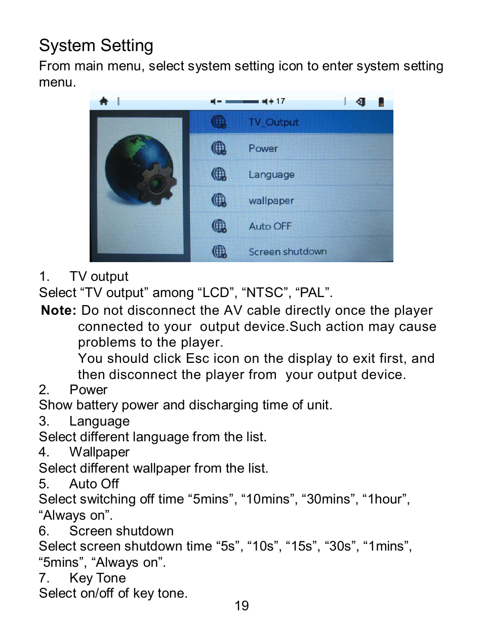 System setting | Curtis MPK8990UK User Manual | Page 19 / 23