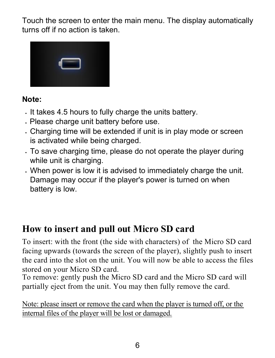 How to insert and pull out micro sd card | Curtis MPK8990UK User Manual | Page 6 / 23