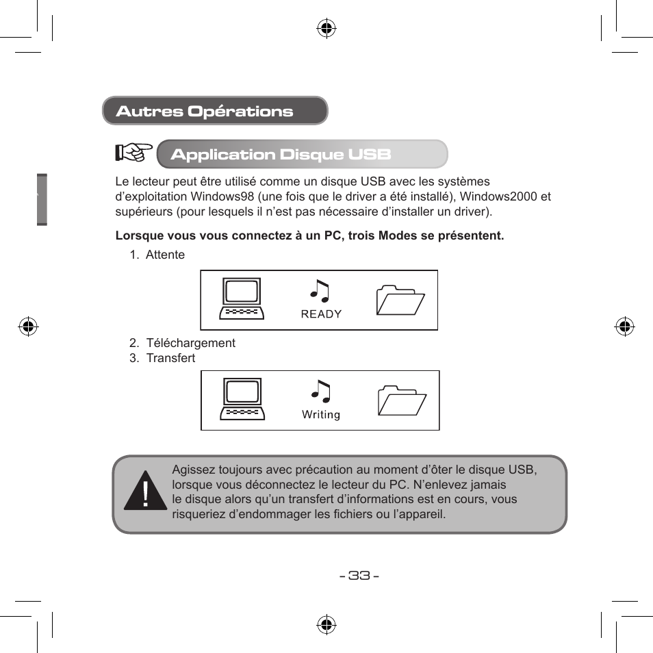 Autres opérations application disque usb | Curtis MPS533 User Manual | Page 105 / 185