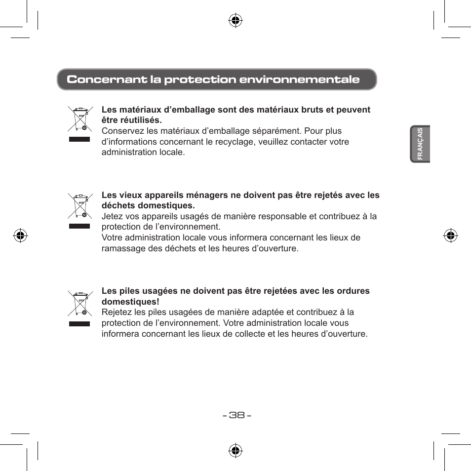 Concernant la protection environnementale | Curtis MPS533 User Manual | Page 110 / 185