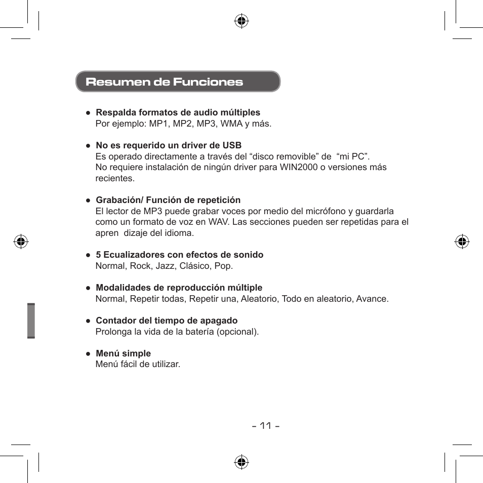 Resumen de funciones | Curtis MPS533 User Manual | Page 120 / 185
