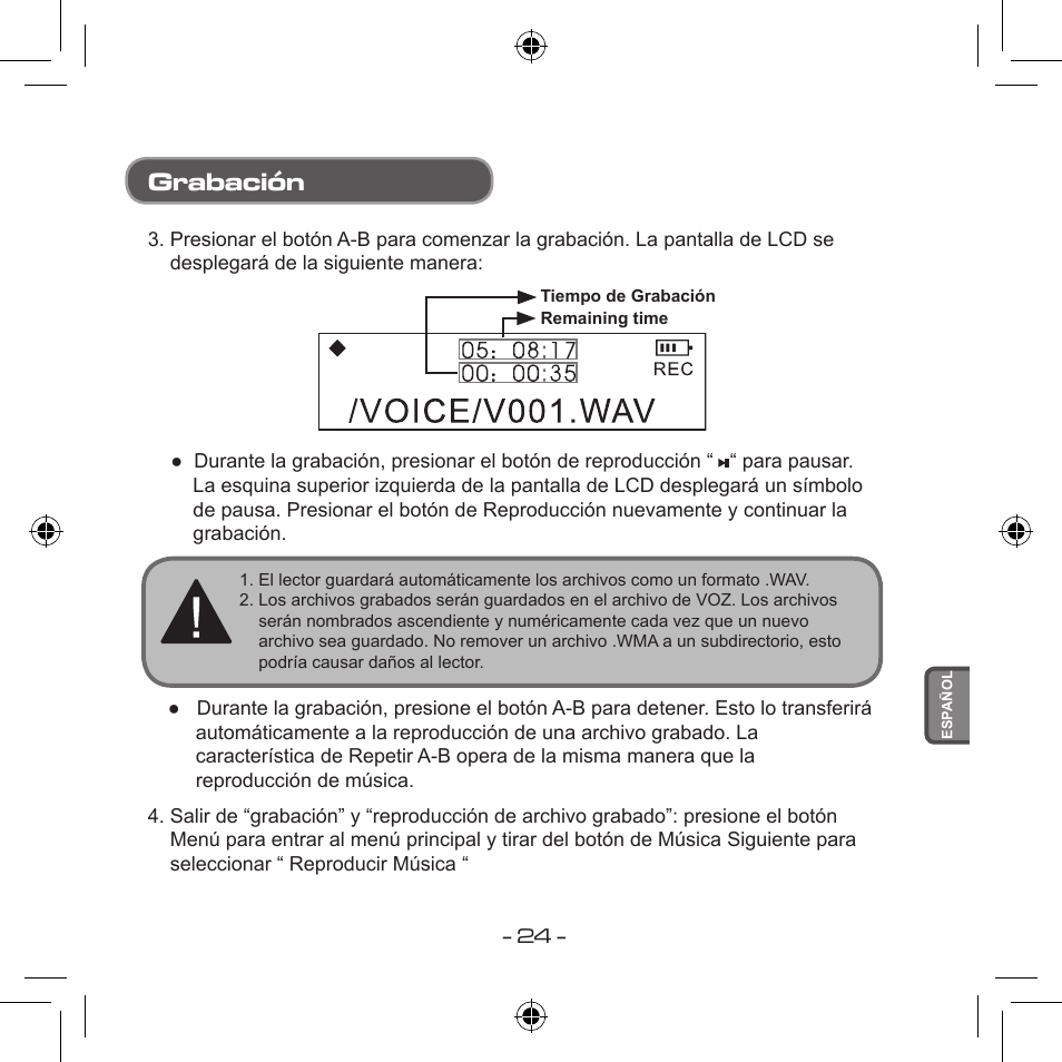 Grabación | Curtis MPS533 User Manual | Page 133 / 185