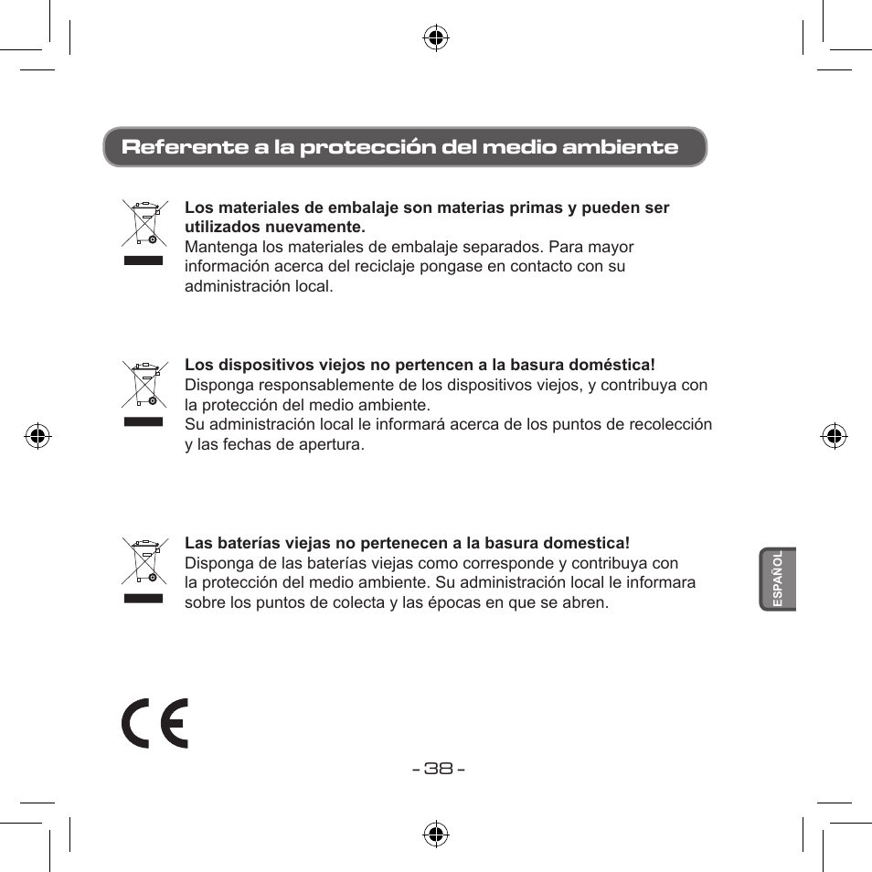 Referente a la protección del medio ambiente | Curtis MPS533 User Manual | Page 147 / 185
