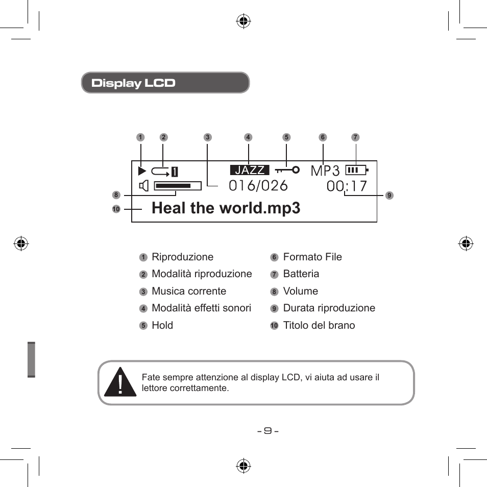 Heal the world.mp3, Display lcd | Curtis MPS533 User Manual | Page 155 / 185