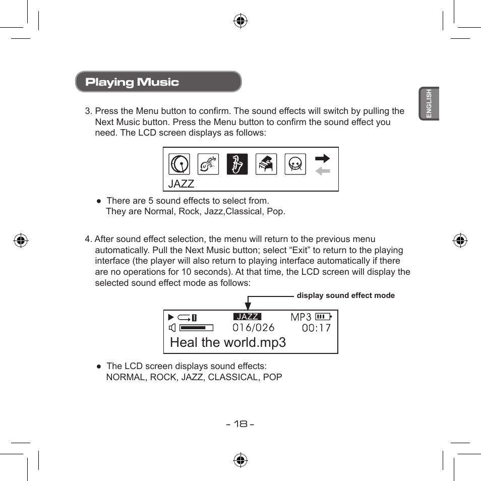 Heal the world.mp3, Playing music | Curtis MPS533 User Manual | Page 16 / 185