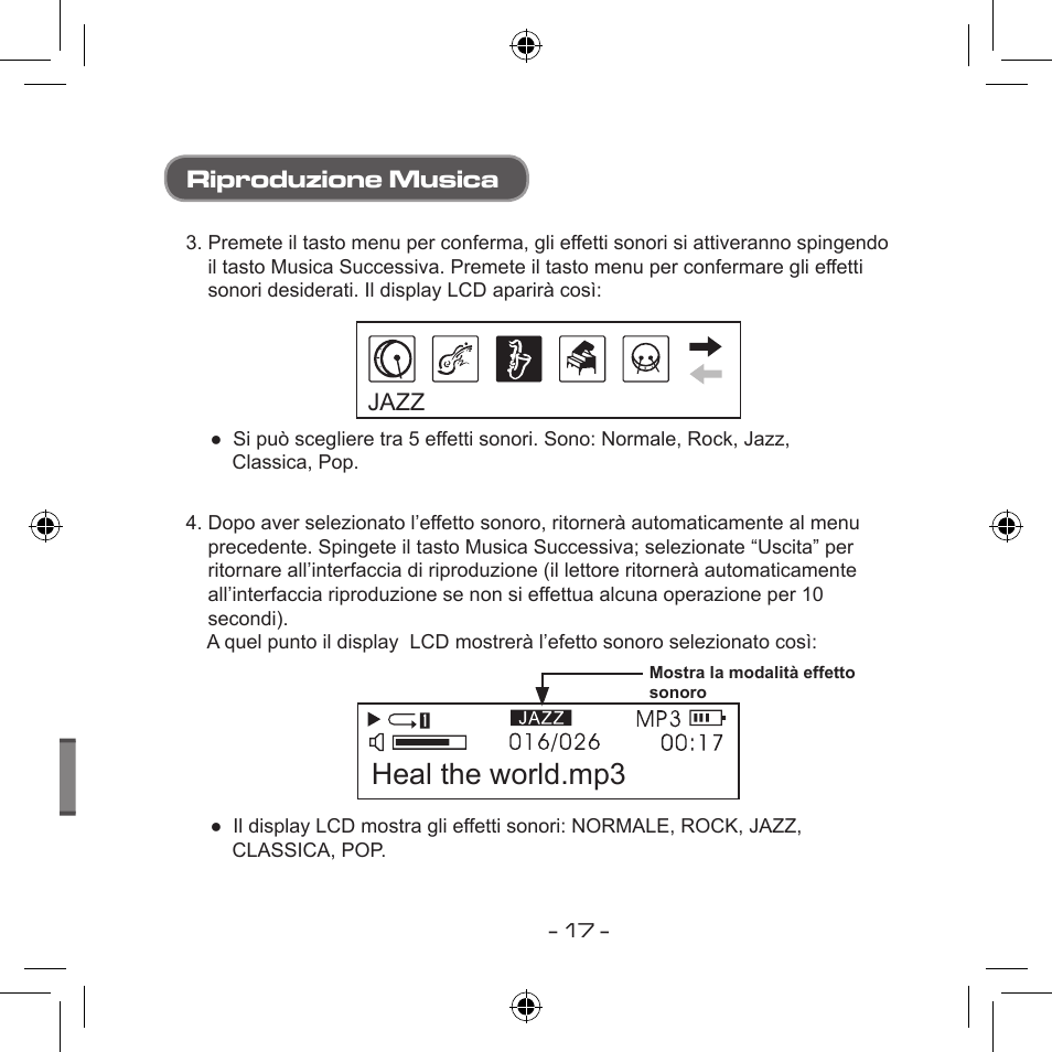 Heal the world.mp3, Riproduzione musica, Jazz | Curtis MPS533 User Manual | Page 163 / 185
