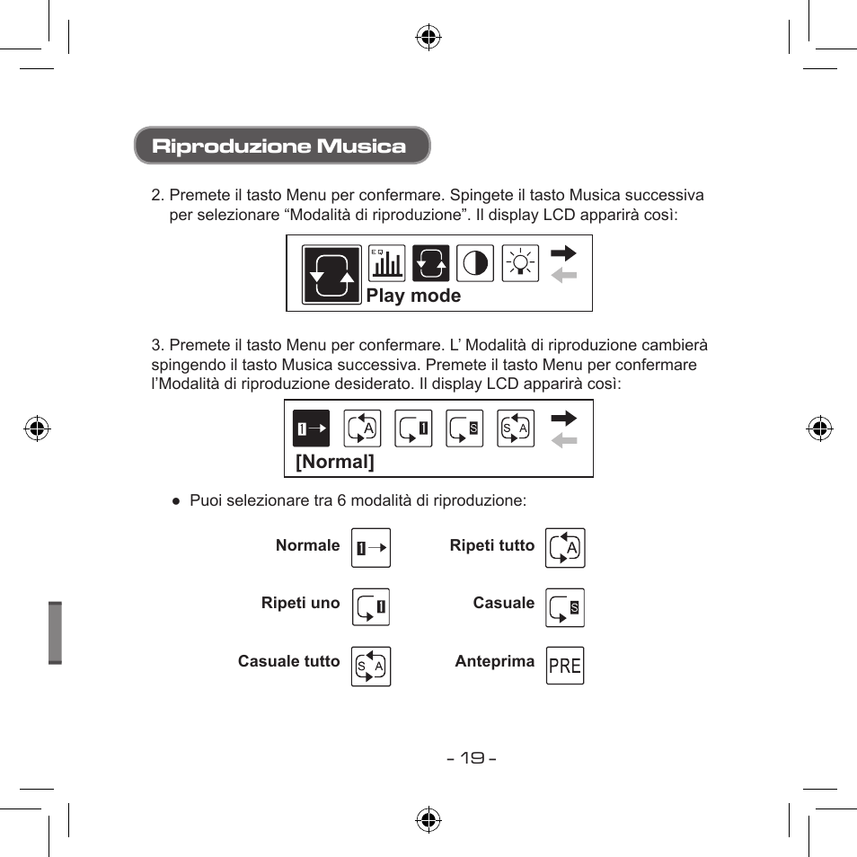 Riproduzione musica, Play mode [normal | Curtis MPS533 User Manual | Page 165 / 185